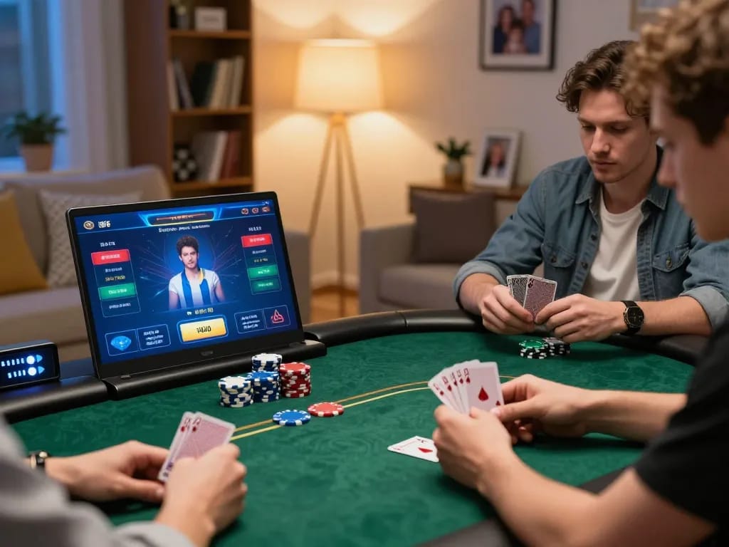 Engaged player at https://tip88xyz.com/ enjoys online poker game while practicing responsible gambling.