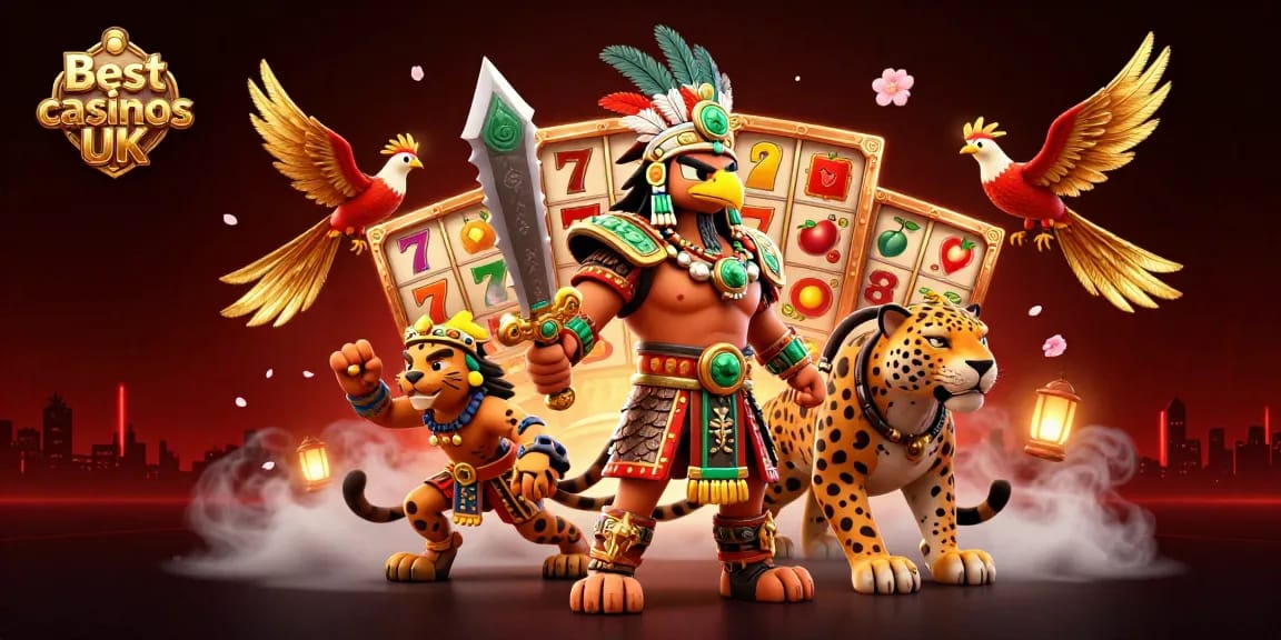 Engage with the best casinos UK through a vibrant 3D illustration showcasing rich gambling elements.