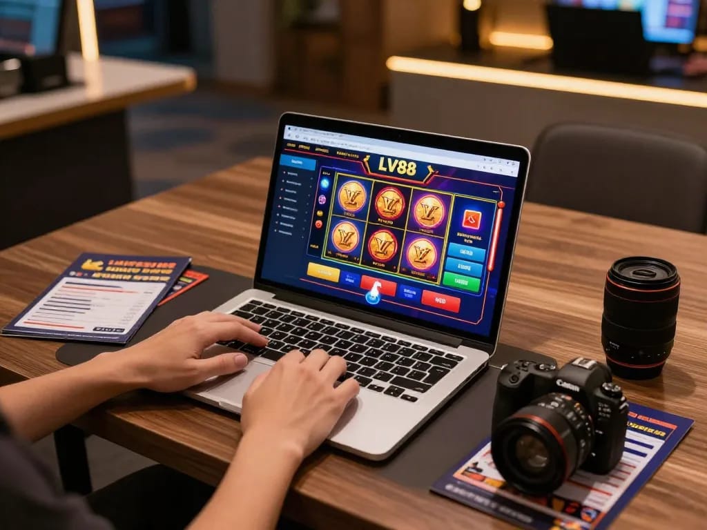 Engaging online gambling session on LV88 casino interface, showcasing slots and table games.