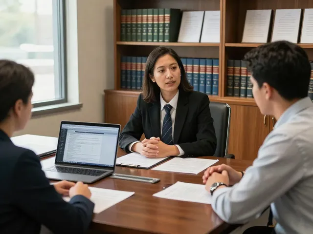 Cherokee County Georgia DUI records consultation scene with an attorney and client in a law office.