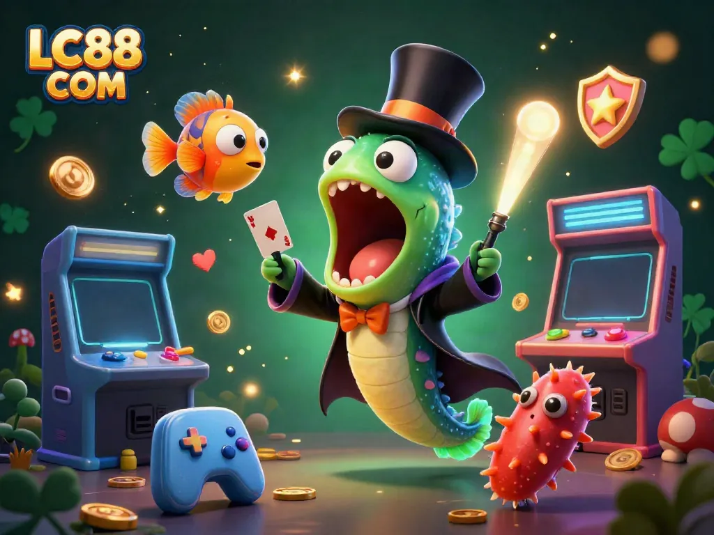 Experience engaging casino action with the stunning LC88 COM illustration featuring underwater characters and vivid game elements.