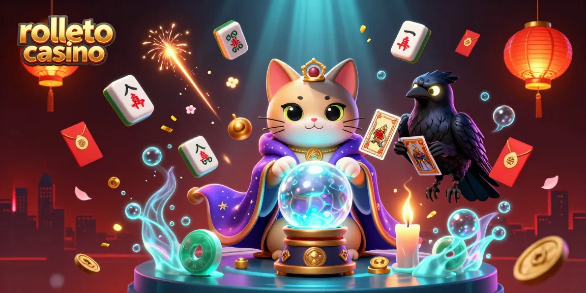 Engage with Rolletto Casino's thrilling experience amidst mystical characters and vibrant gaming elements.