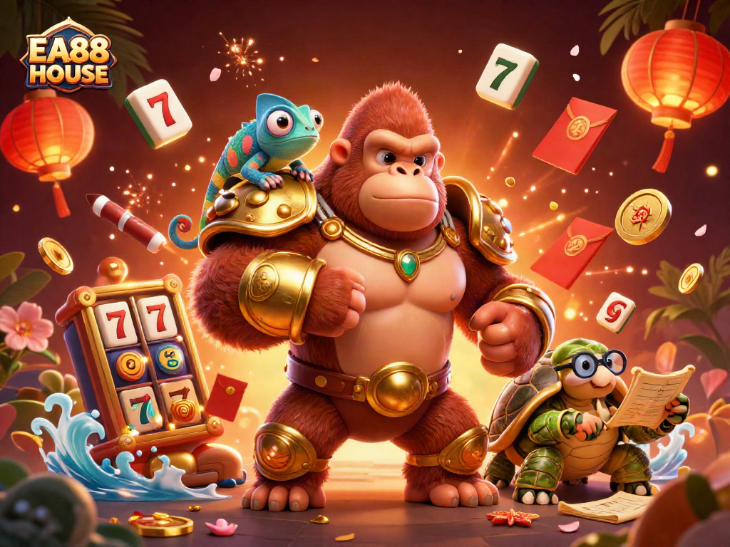 Play slots and experience the thrilling adventure at EA88 HOUSE with a rich 3D illustration.