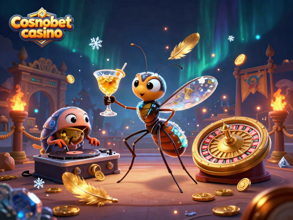 Experience the excitement of cosmobet casino with this vibrant 3D illustration showcasing a lively gaming scene.