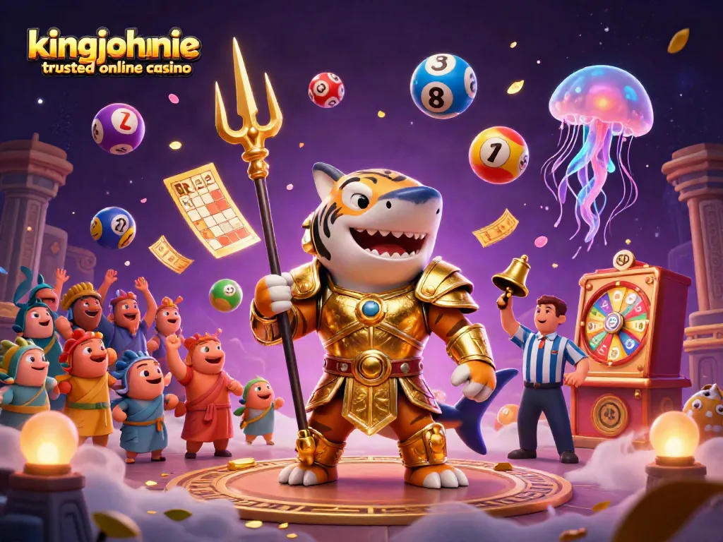 Join the thrilling realm of kingjohnnie trusted online casino with a dazzling underwater casino scene featuring lively characters and dynamic gaming elements.