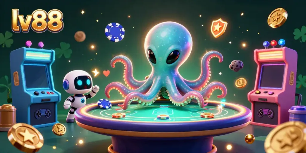 Play poker with the alien octopus in the vibrant lv88 casino universe