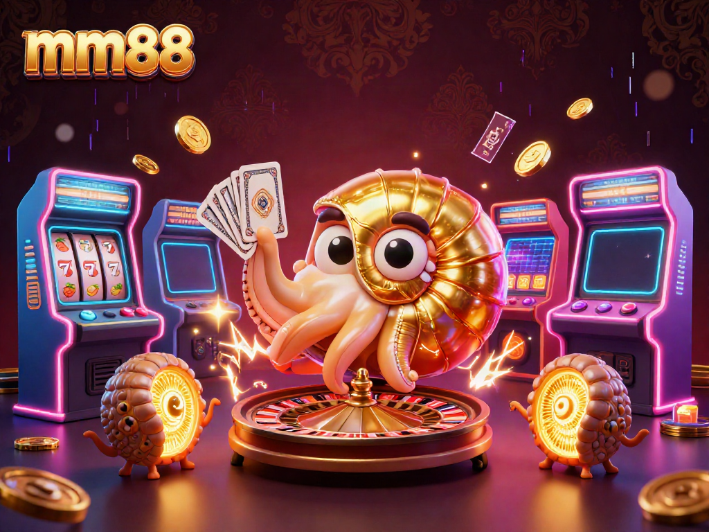 Experience thrilling gameplay at mm88 with a vibrant nautilus-themed casino scene showcasing roulette and dynamic arcade elements.