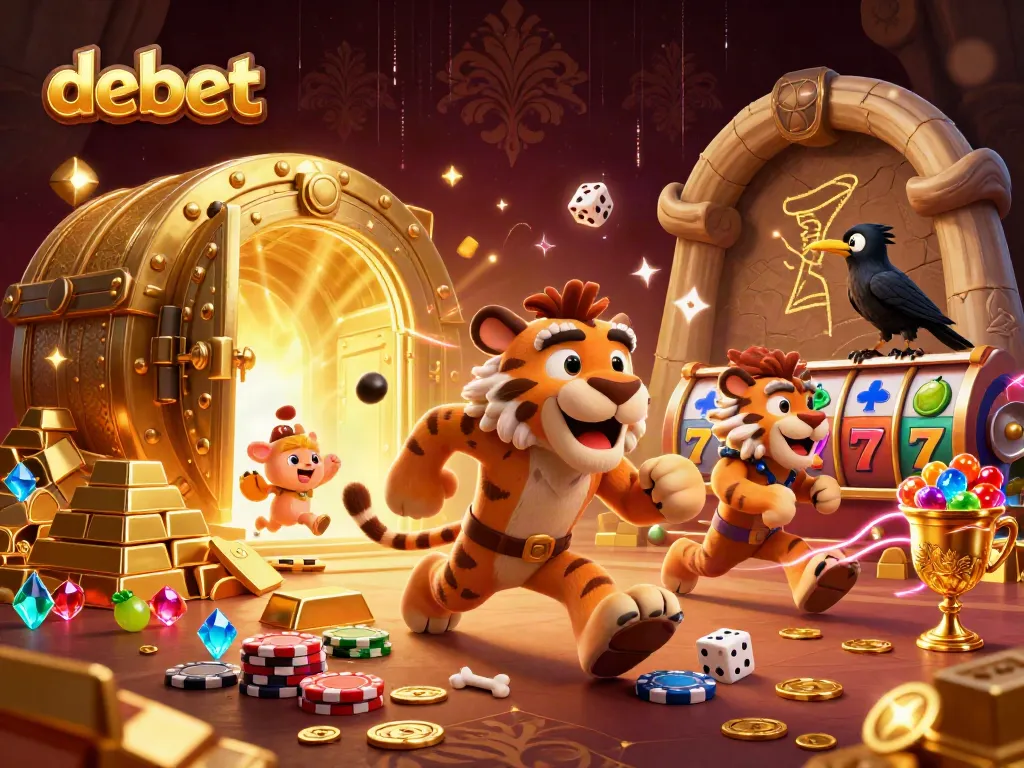 Experience vibrant gaming action in Debet's prehistoric casino, featuring thrilling slot elements.