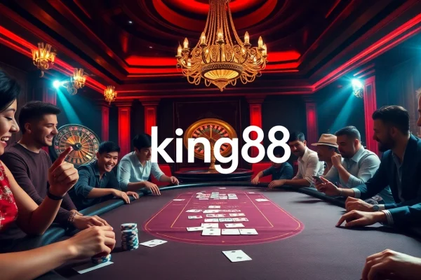 Experience the excitement of king88 casino as players engage at a poker table.