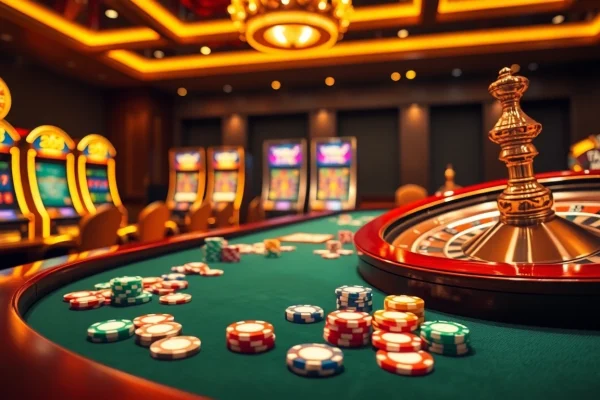 Experience high-stakes gaming at ta88 with vibrant casino tables and slick poker chips.