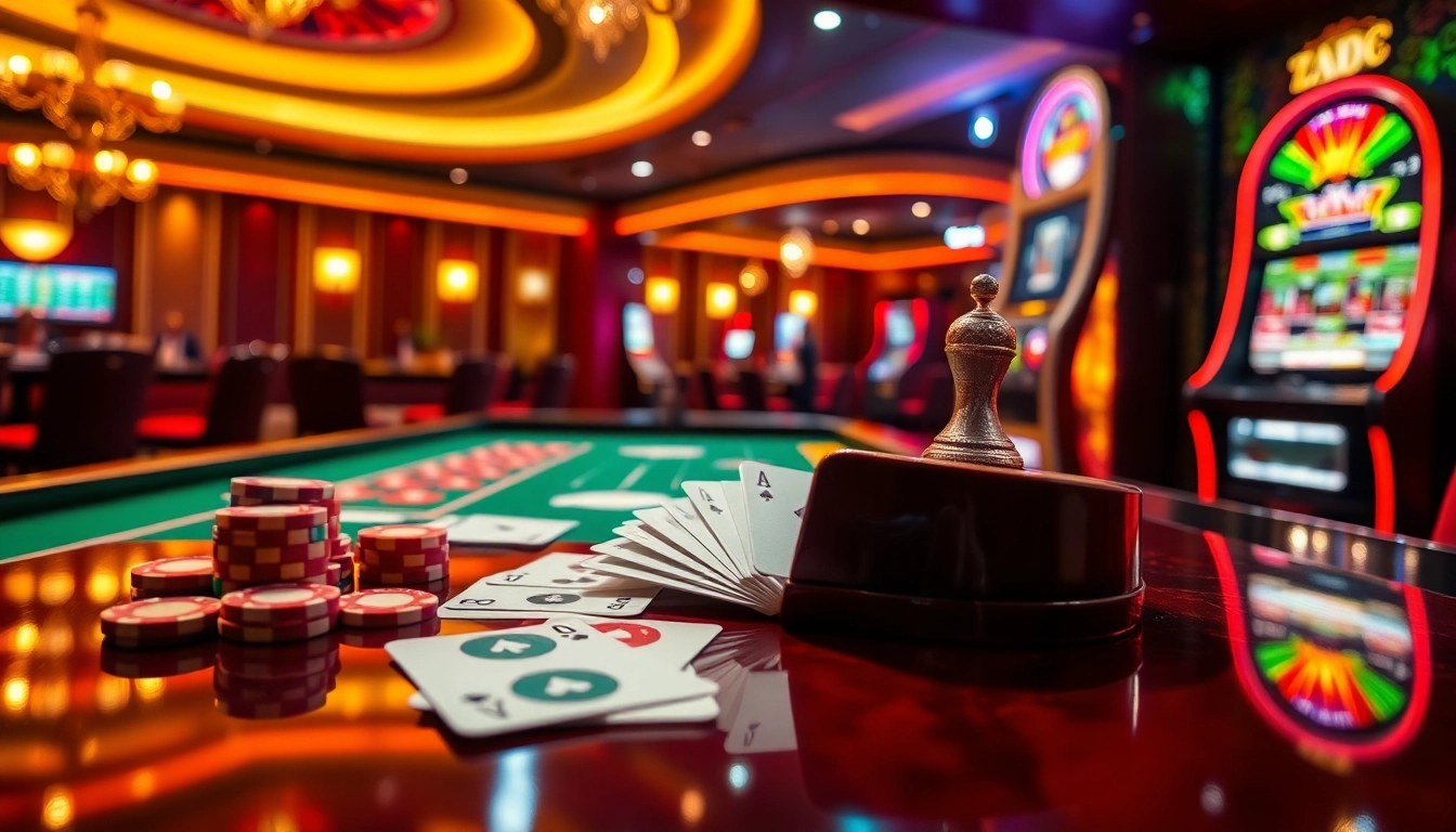 Excited players engaging with DA88 online gambling, featuring a radiant casino atmosphere.