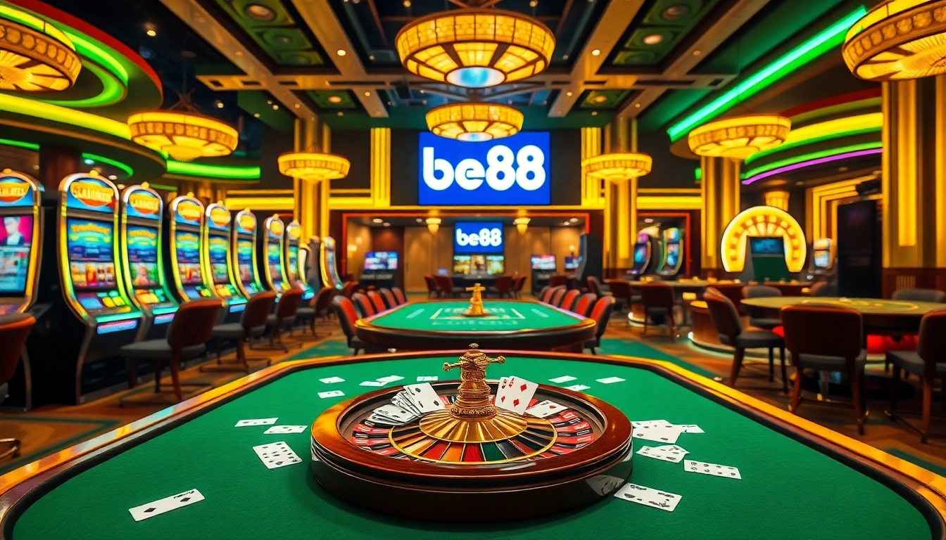Experience the thrill of bet88 while playing on vibrant casino tables and spinning slot machines.