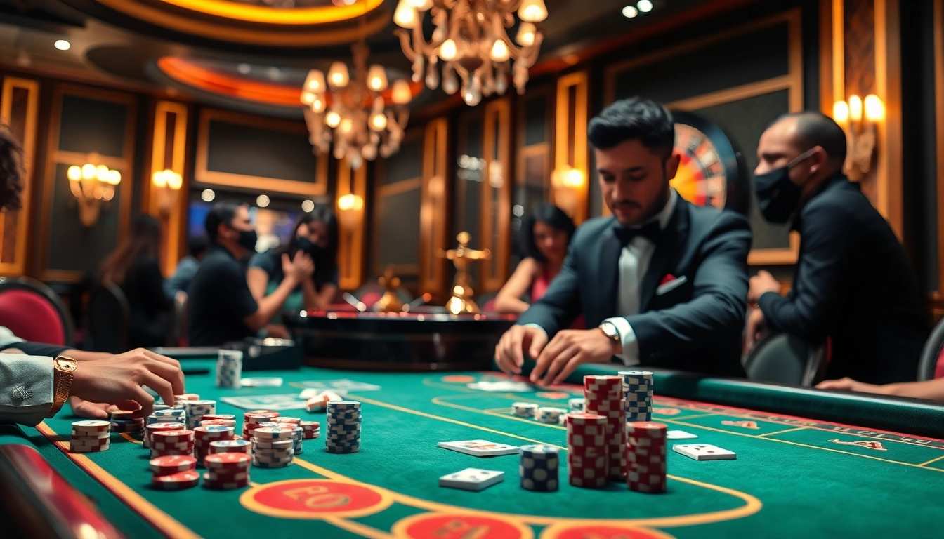 Experience the thrill of winning at https://8day-vn.jpn.com/ with a vibrant casino scene showcasing poker and roulette.