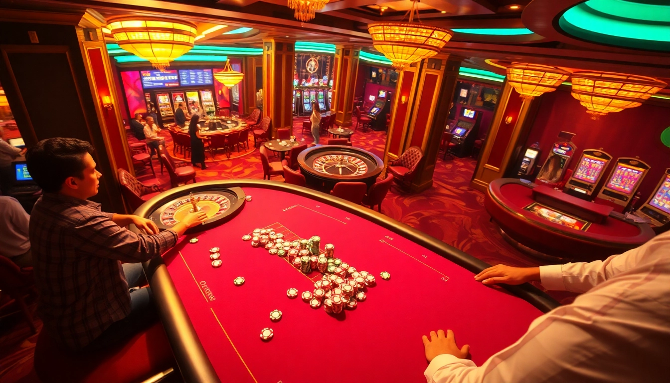 Experience the excitement of KUWIN at a vibrant casino with poker tables and lively gameplay.