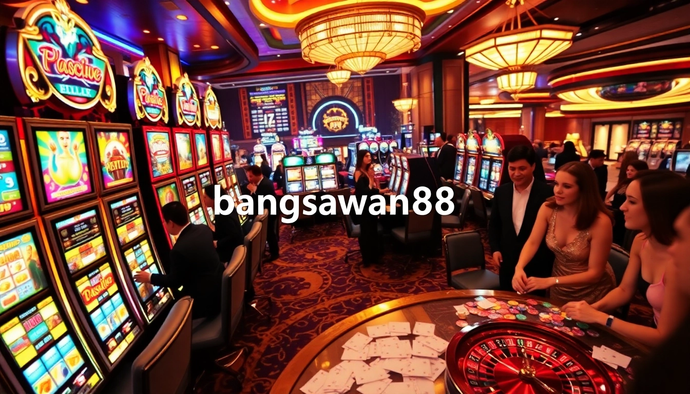 Players enjoy dynamic slot machines at bangsawan88 casino, showcasing vibrant themes and excitement.