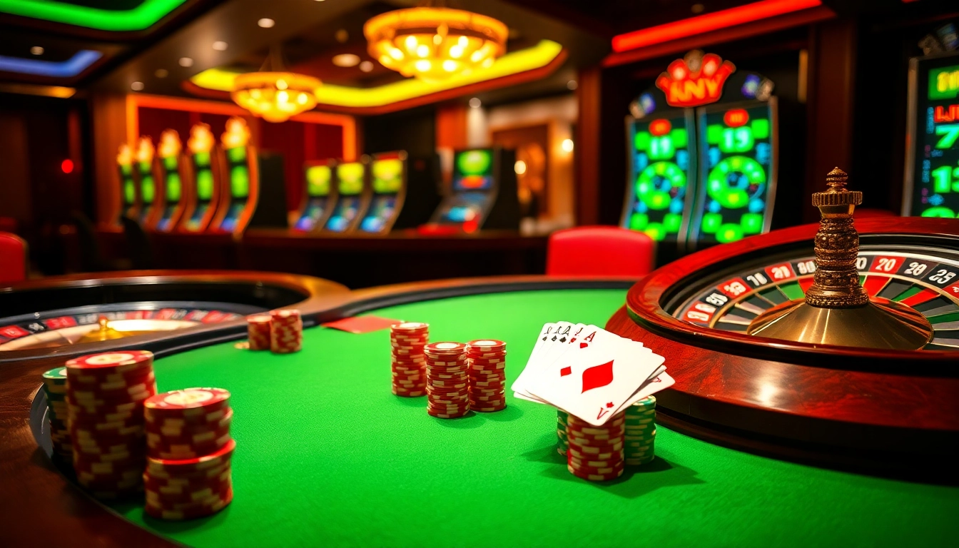Experience the thrill of 888NEW with a luxurious casino scene featuring poker tables and roulette.
