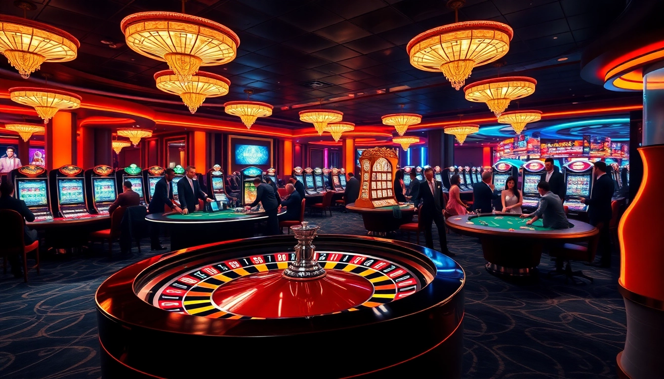 Engaged players at a vibrant casino table near https://one88qq.com, enjoying roulette and blackjack.