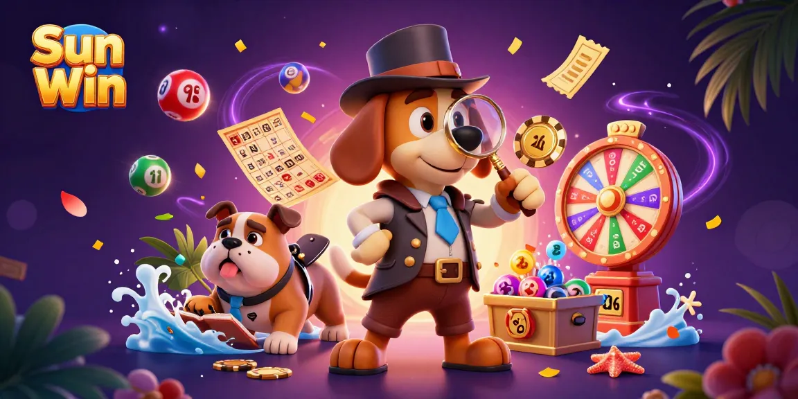 Immerse in the excitement of Sun Win with a detective and bulldog uncovering gambling treasures.