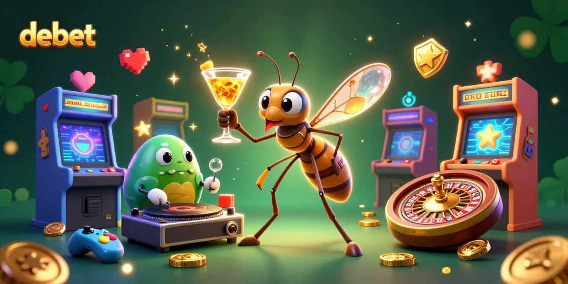 Engage in thrilling gameplay with debet's vibrant 3D casino illustration packed with iconic elements.
