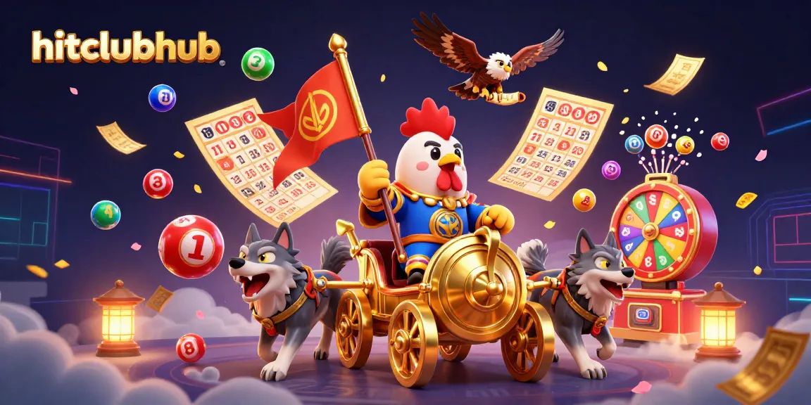 Engage in exciting games at hitclubhub with this vibrant 3D illustration capturing dynamic lottery action.
