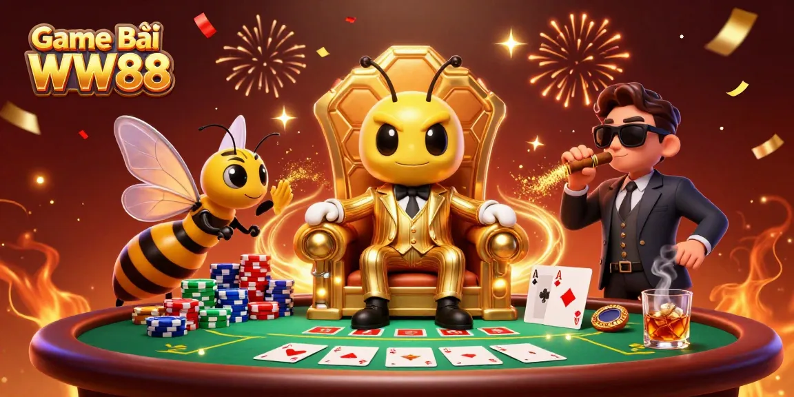 Experience Game Bài WW88 with vibrant casino action featuring a bumblebee mob boss and poker chips.