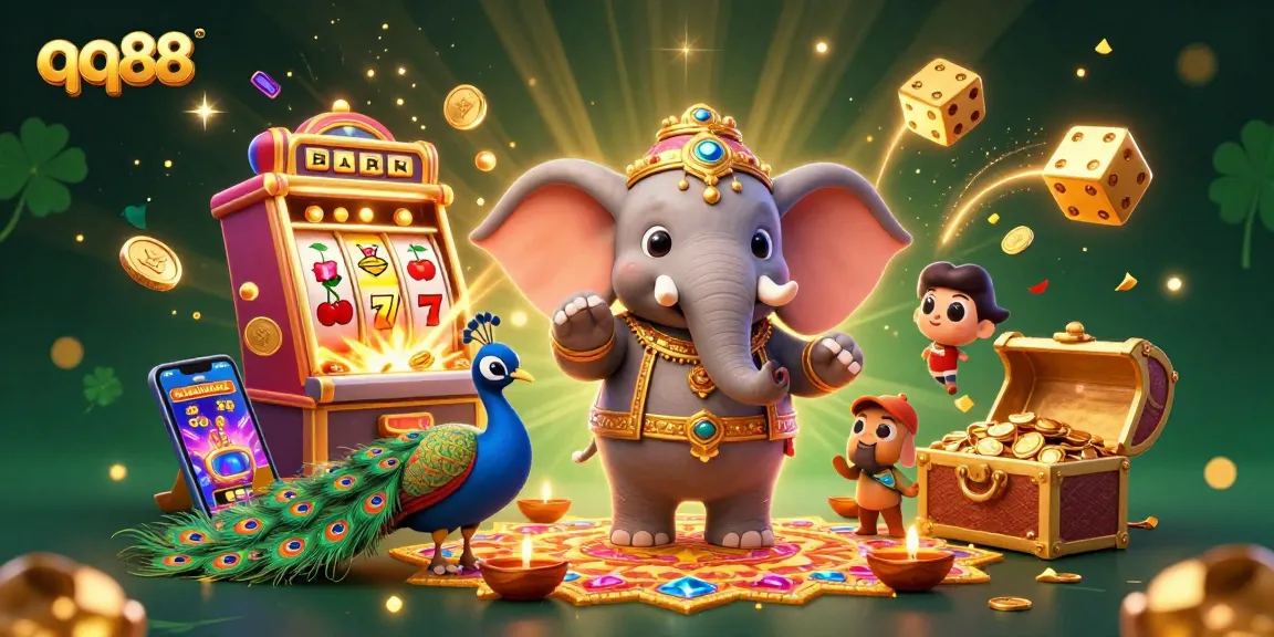 Experience excitement at qq88 with vibrant slot games, colorful characters, and jackpot winnings.