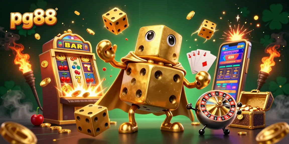Experience thrilling gameplay with pg88's vibrant casino scene, featuring dazzling dice and a jackpot explosion.